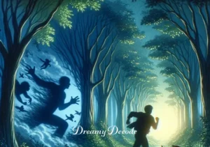 dream meaning being chased _ Finally, the person reaches a clearing, stopping to catch their breath. The shadowy figure has disappeared, leaving them alone in the tranquil forest. Relief washes over their face, symbolizing the end of the chase and the resolution of the dream's tension.