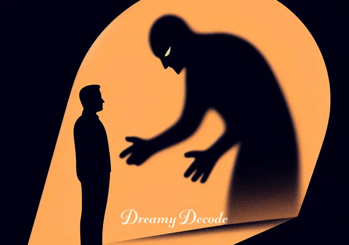 dream meaning being chased and caught _ The final scene shows the person and the shadowy figure standing face to face, but the figure has transformed into a benign, less intimidating presence, symbolizing confrontation and understanding.