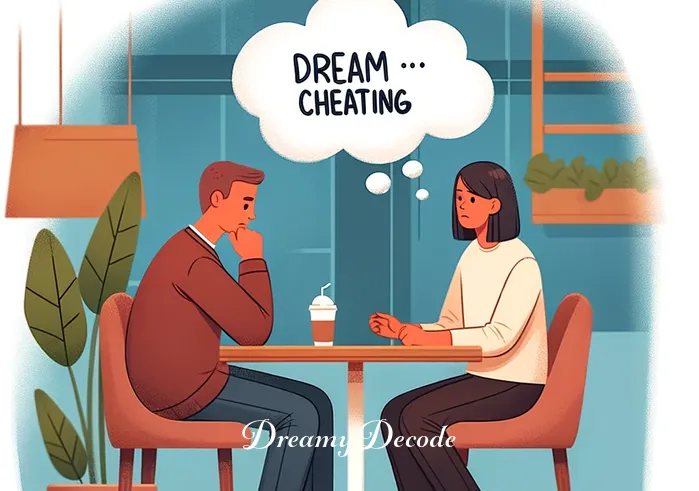dream meaning cheating on partner _ The person sitting with a friend at a café, engaged in a deep conversation, with a concerned expression, indicating the sharing of the dream and seeking comfort or advice.