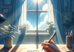 dream of husband cheating meaning _ The final scene shows the person writing in a journal, reflecting on the dream and its meaning. The room is bright and peaceful, with sunlight streaming through the window, symbolizing clarity and understanding achieved about the dream's significance.