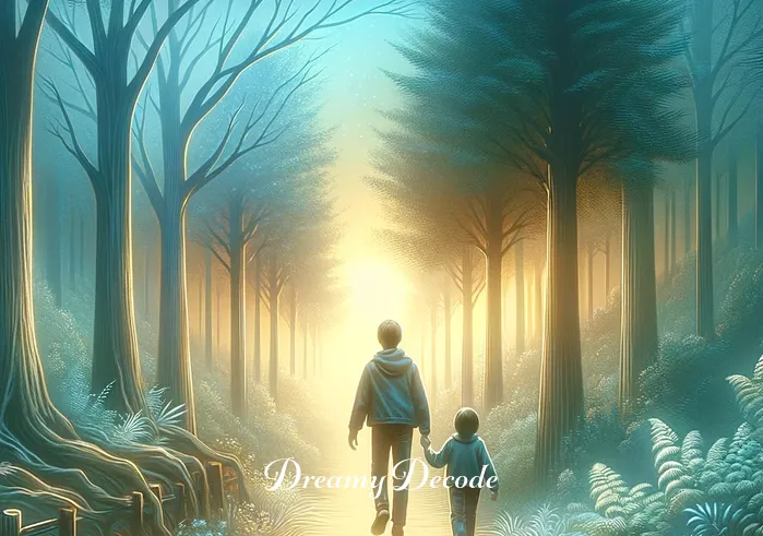 finding a lost child dream meaning _ The final dream scene transitions to the dreamer and the child walking hand-in-hand out of the forest. The path is now clear and bright, with the forest around them seeming less daunting and more welcoming. The dream concludes with a feeling of resolution and deep emotional connection between the dreamer and the child.