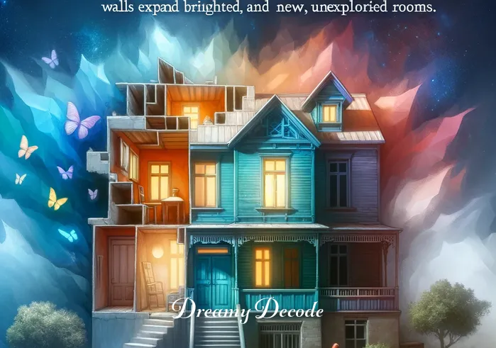childhood home dream meaning _ In the dream, the house begins to transform, symbolizing personal growth. Walls expand, colors brighten, and new, unexplored rooms appear, representing the dreamer