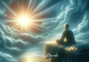 spiritual meaning of making love in dream in christianity _ The final scene shows the dreamer awakening at dawn, with the first rays of sunlight filtering through. They appear contemplative and at peace, suggesting a profound spiritual realization or insight gained from the dream.
