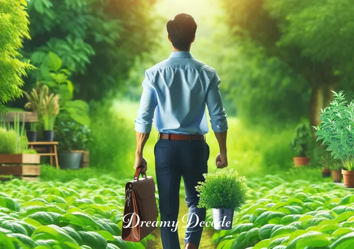 meaning of seeing new clothes in dream _ In the next scene, the dreamer is walking outside, wearing the new clothes with pride. They are surrounded by a lush, green garden, symbolizing prosperity and success, which are potential meanings of new clothes in dreams.