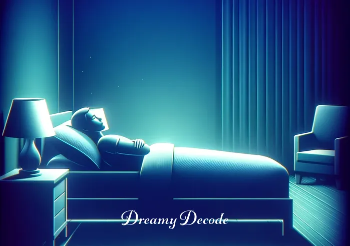 cobra dream meaning _ A person sleeping peacefully in a dimly lit room, with a soft blue and purple color scheme, symbolizing tranquility. The person appears relaxed, hinting at the onset of a dream.