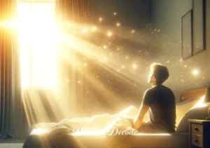 cobra dream meaning _ The final scene shows the dreamer waking up in the morning, sunlight streaming through the window. The person sits on the bed, looking thoughtful and enlightened, as if they have gained profound insight from the dream with the cobra.