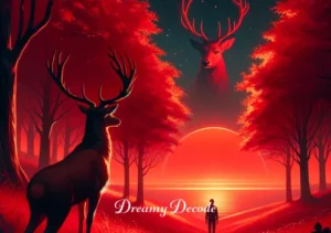 color red dream meaning _ The final scene of the dream shows the person reaching a clearing where a majestic red deer stands, looking back at them. The deer, bathed in the red light of sunset, symbolizes wisdom, guidance, and the realization of the dream's meaning.