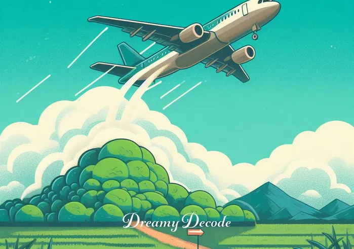 plane crash in dream meaning _ In the next scene, the airplane is depicted safely landing on a runway, surrounded by green fields. This symbolizes overcoming difficulties and finding solutions in the dreamer