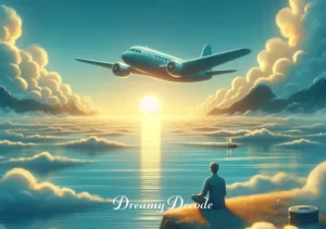 surviving plane crash dream meaning _ The final scene depicts the passenger sitting peacefully on the island's shore, gazing at the horizon. A small, intact plane is visible in the background. This represents personal growth, resilience, and the serenity found after facing and surviving challenges in life.