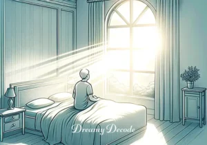 crying in a dream meaning _ The final scene shows the person waking up in their bed, morning light streaming through the window. They appear calm and reflective, symbolizing the resolution and insight gained from the dream. The room is bright and welcoming, indicating a new beginning or fresh perspective.