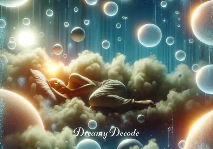 dream meaning of crying _ A person sitting under a starry night sky, eyes closed, with a tear rolling down their cheek, symbolizing the onset of a dream about crying.