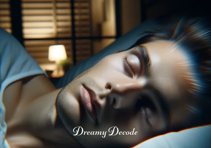accident dream meaning _ A person lying in bed with eyes closed, showing rapid eye movement, indicating deep REM sleep.